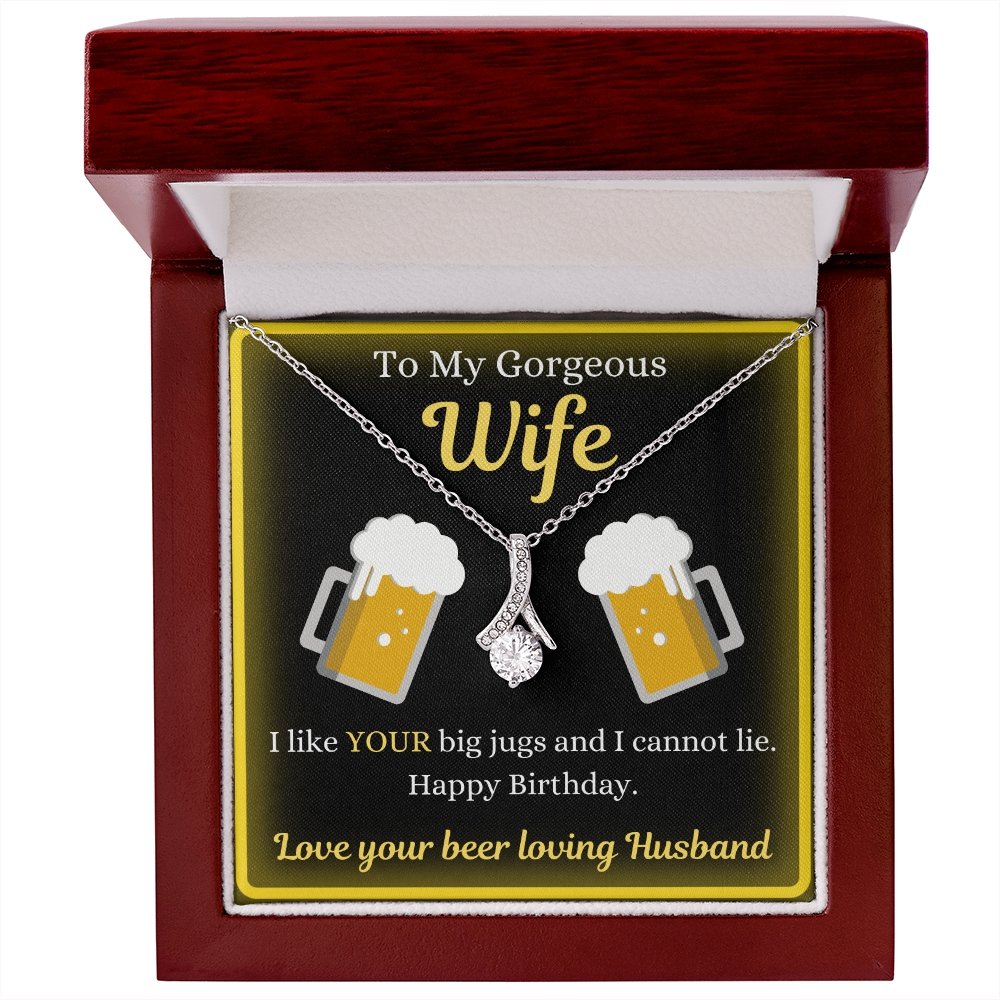 litzzy To My Gorgeous Wife - Big Jugs - Gift For Wife Jewelry 14K White Gold Finish Luxury Box 