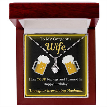 litzzy To My Gorgeous Wife - Big Jugs - Gift For Wife Jewelry 14K White Gold Finish Luxury Box 
