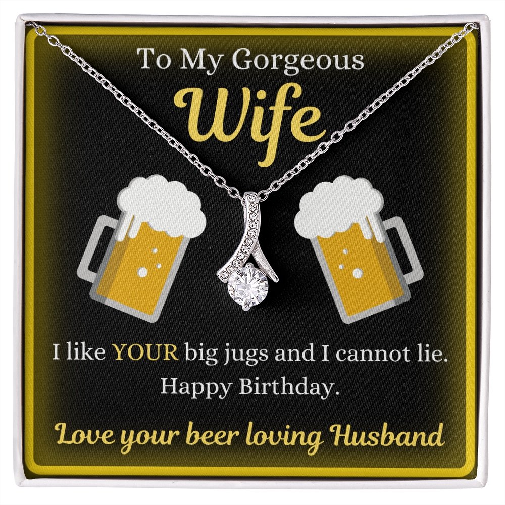 litzzy To My Gorgeous Wife - Big Jugs - Gift For Wife Jewelry 14K White Gold Finish Standard Box 