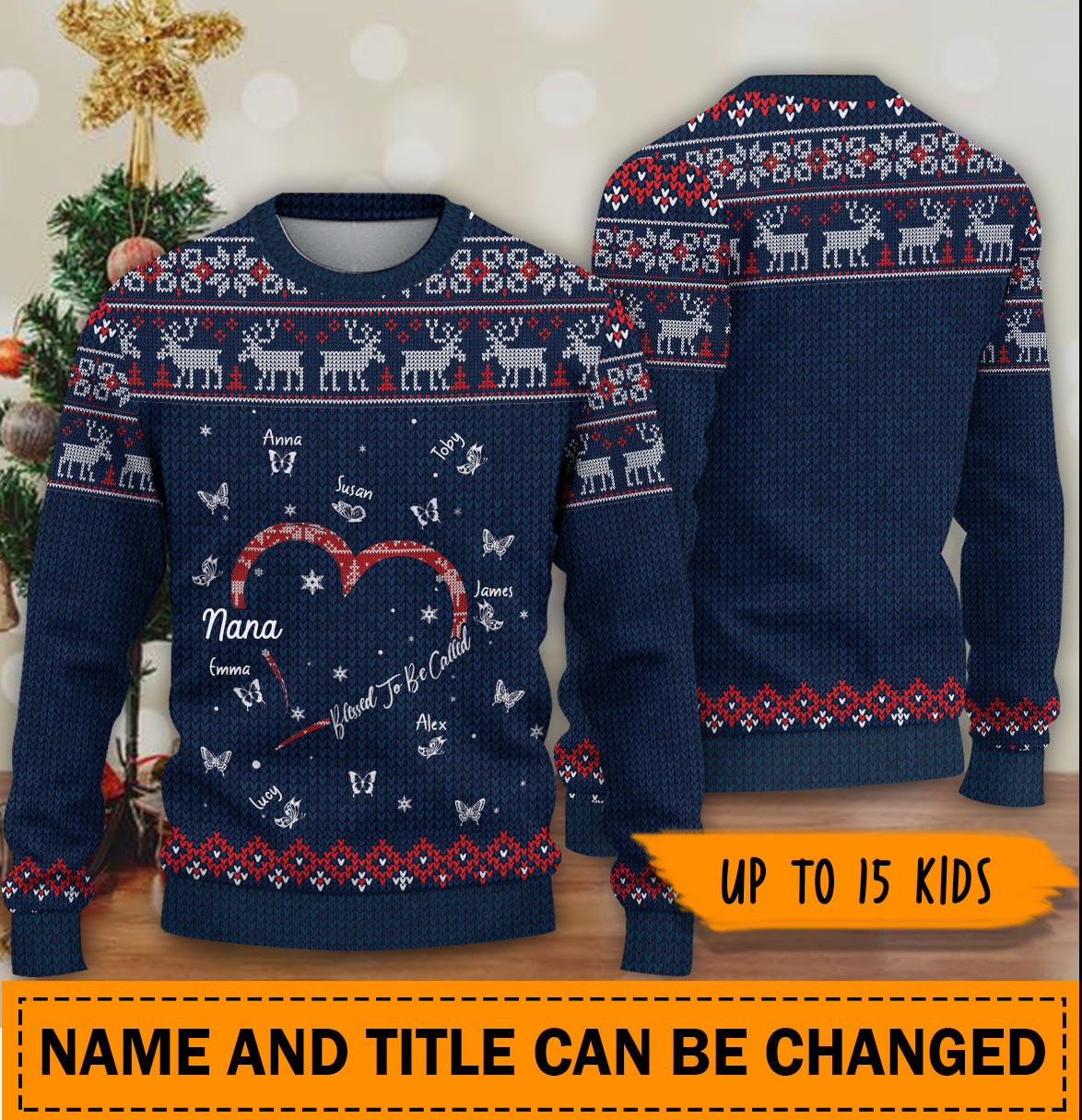 litzzy Grandma Personalized Knitted Sweater, Personalized Gift for Nana, Grandma, Grandmother, Grandparents, Personalized Christmas Gift - KN009PS03 -  Best Gift For Christmas, Noel Malalan - Christmas Signature Sweater   