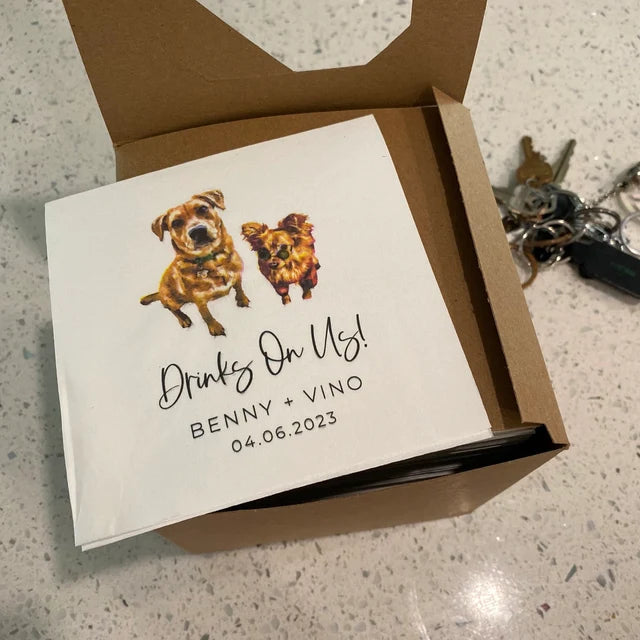 litzzy Custom Pet Cocktail Napkins, Dog Wedding Napkins, Custom cat Cocktail Napkins, Customized Pet Napkins, Custom Pet Portrait Wedding Napkins Napkins   