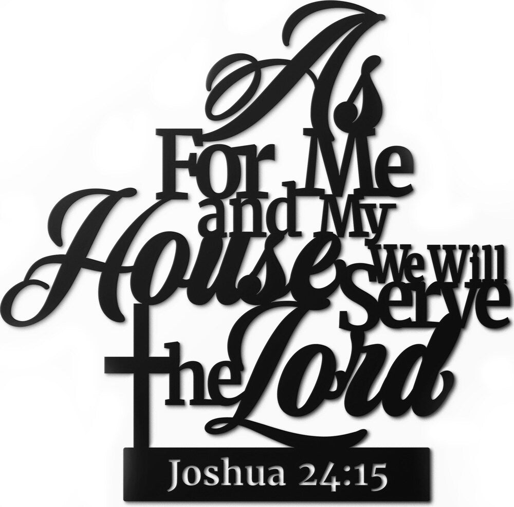 litzzy As for me and my house we will serve the lord Bible Verses - Cut Metal Sign - Custom metal signs - Metal Monogram Sign for Home Decor    