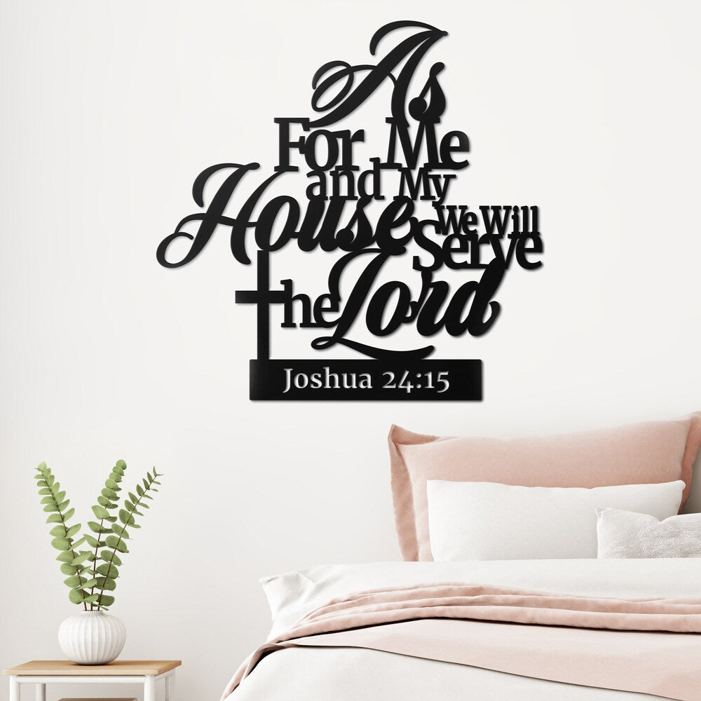 litzzy As for me and my house we will serve the lord Bible Verses - Cut Metal Sign - Custom metal signs - Metal Monogram Sign for Home Decor    