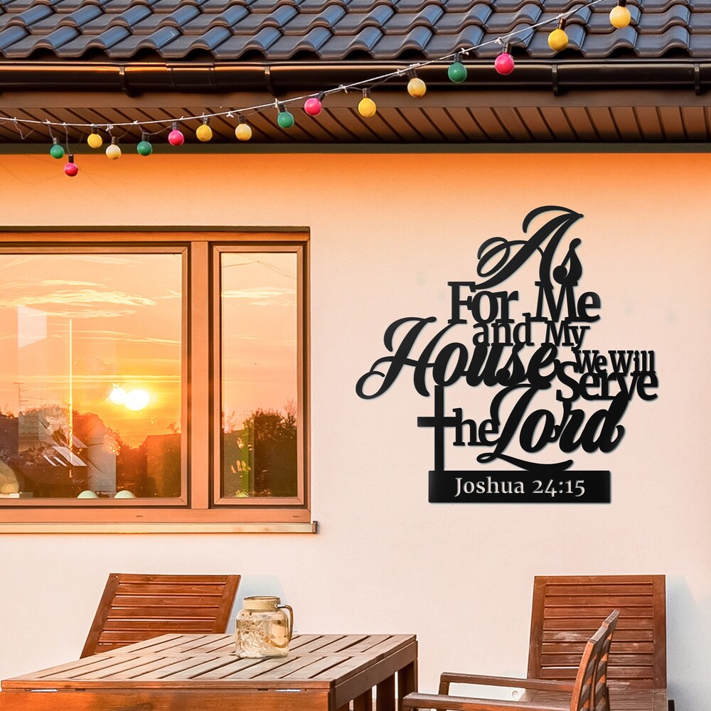 litzzy As for me and my house we will serve the lord Bible Verses - Cut Metal Sign - Custom metal signs - Metal Monogram Sign for Home Decor    
