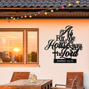 litzzy As for me and my house we will serve the lord Bible Verses - Cut Metal Sign - Custom metal signs - Metal Monogram Sign for Home Decor    