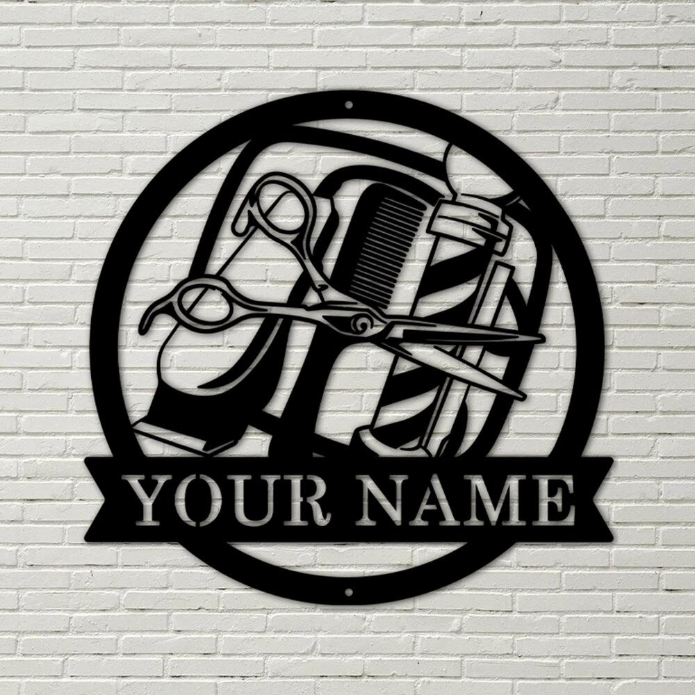 litzzy Barber Hair Stylist Monogram 1 - Personalized Metal House Sign - Custom metal signs - Metal Monogram Sign for Home Decor    