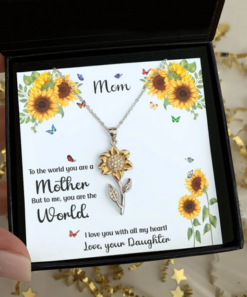 litzzy Litzzy Necklace To My Mom, I love you with all my heart! Gift For Mom From Daughter, Sunflower Necklace For Mom Jewelry Standard Box Silver/Gold 