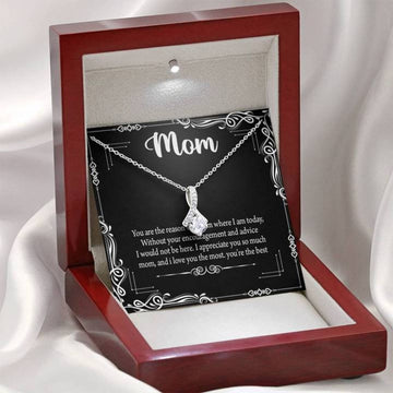 litzzy Litzzy Neckalce To My Mom, Appreciate You So Much Gift For Mom Jewelry Mahogany Style Luxury Box (W/LED) White Gold 