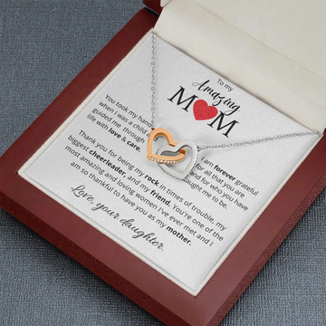 litzzy Litzzy Interlocking Hearts Necklace To My Mom, Thank you fore being my rock in times of trouble Gift To Amazing Mom From Daughter Jewelry   