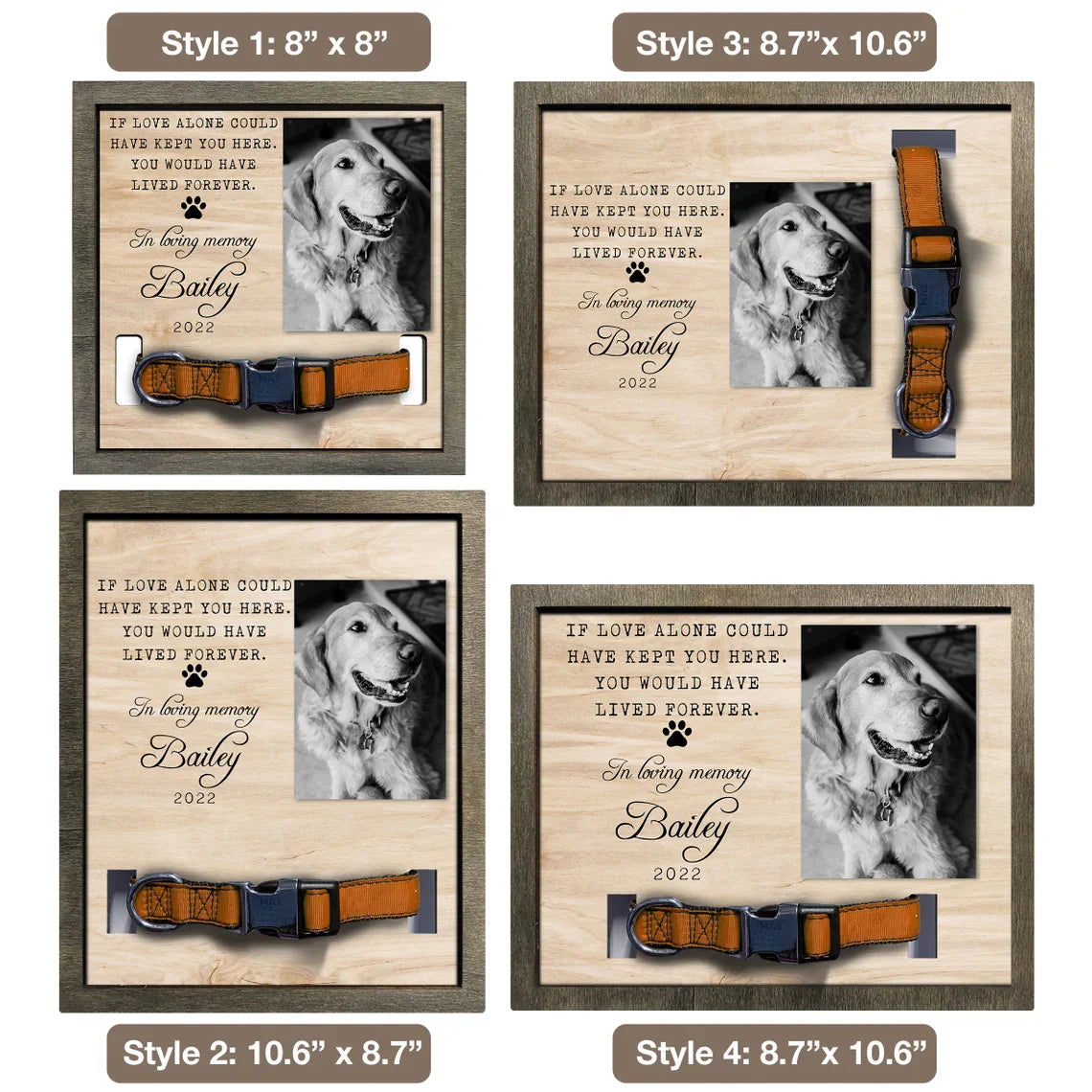 litzzy Memorial Pet Collar Frame, Black & White Photo, Loss of Dog, Cat Loss Gifts, Pet Collar Holder, Memorial Standing Frame, Bereavement Gifts Pet Picture Frame   