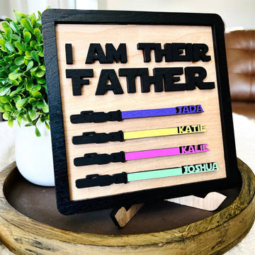 litzzy Personalized Name Puzzle Frame with Lightsaber Pattern for Father's Day HM223 Custom Wooden Sign   