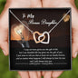 litzzy We Are Family Forever, Litzzy To My Bonus Daughter Interlocking Hearts Necklace Jewelry Polished Stainless Steel & Rose Gold Finish Standard Box 