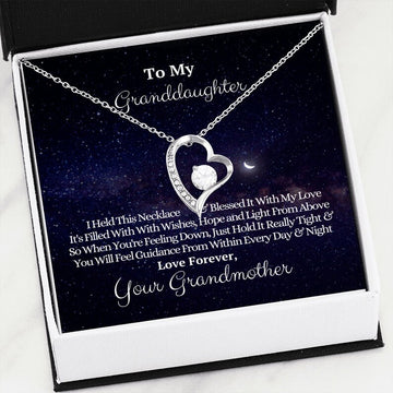 litzzy To My Granddaughter - Litzzy Forever Love Necklace - Necklace for Granddaughter from Grandmother Jewelry 14K White Gold Finish  