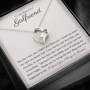 litzzy To My Girlfriend - Necklace Gift For Her - Birthday, Valentines , Anniversary Gifts For Girlfriend  - Litzzy Forever Love Necklace Jewelry 14k White Gold Finish Two Tone Box 