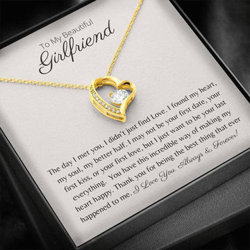 litzzy To My Girlfriend - Necklace Gift For Her - Birthday, Valentines , Anniversary Gifts For Girlfriend  - Litzzy Forever Love Necklace Jewelry 18k Yellow Gold Finish Two Tone Box 