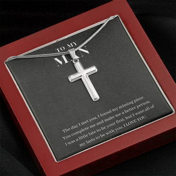 litzzy Cross, To My Man Necklace - Boyfriend/Husband Gift, Husband/Boyfriend Anniversary Gift, Husband Birthday Gift From Wife/Girlfriend, Partner - Litzzy Stainless Cross Necklace Jewelry   