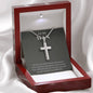 litzzy Cross, To My Man Necklace - Boyfriend/Husband Gift, Husband/Boyfriend Anniversary Gift, Husband Birthday Gift From Wife/Girlfriend, Partner - Litzzy Stainless Cross Necklace Jewelry Luxury Box W/LED  