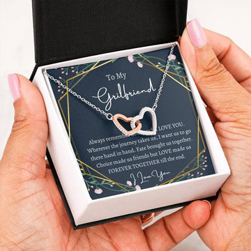 litzzy To My Girlfriend - Forever Together, Valentines Day Gift For Her, Birthday Gift For Girlfriend, Anniversary Gift For Girlfriend From Boyfriend - Litzzy Interlocking Hearts Pendant Necklace Jewelry   