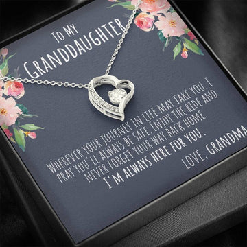 litzzy To My Granddaughter - Litzzy Forever Love Necklace - Necklace for Granddaughter from Grandma Jewelry 14K White Gold Finish  