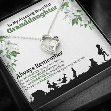 litzzy To My Granddaughter - Litzzy Forever Love Necklace - Necklace for Granddaughter from Grandparents Jewelry 14K White Gold Finish  