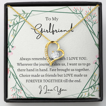 litzzy To My Girlfriend Necklace - Heart Pendant Necklace, Forever Together, Birthday Gift For Girlfriend, Anniversary Gift -Litzzy Forever Love Necklace Jewelry   