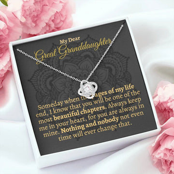 litzzy To My Granddaughter - Great Granddaughter - Litzzy Love Knot Necklace - Necklace for Granddaughter Jewelry Two Tone Box  
