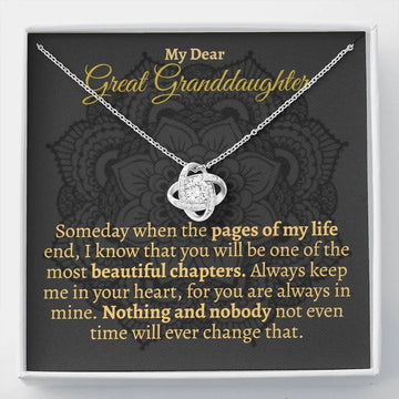 litzzy To My Granddaughter - Great Granddaughter - Litzzy Love Knot Necklace - Necklace for Granddaughter Jewelry   