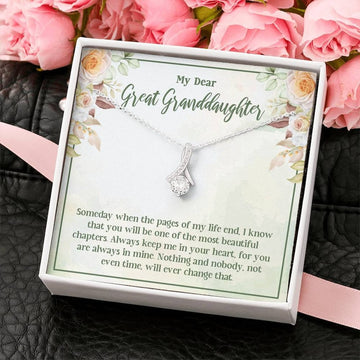 litzzy To My Granddaughter - My Dear Great Granddaughter - Litzzy Alluring Beauty Necklace - Necklace for Granddaughter from Grandparents Jewelry Two-Toned Box  