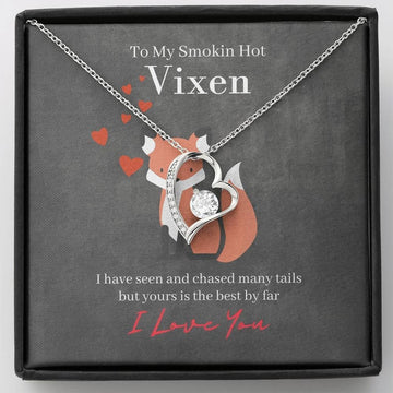litzzy To My Smokin Hot Vixen - Wife Jewelry, Soulmate Gift, Gift For Girlfriend, Jewelry Gift For Her - Love Necklace Gifts, Anniversary Gift - Litzzy Forever Love Necklace Jewelry 14k White Gold Finish Standard Box 