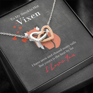 litzzy To My Smokin Hot Vixen - Love Necklace Gifts, Anniversary Gift - Gift For Her, Gift For Girlfriend - Litzzy Interlocking Hearts Necklace Jewelry 14k White Gold Finish Standard Box 