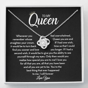 litzzy To My Queen Necklace - Anniversary Gift For Wife - Girlfriend Necklace - Birthday Gift For Wife - Necklace For Girlfriend - Litzzy Love Knot Necklace Jewelry   
