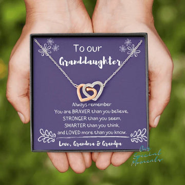 litzzy To My Granddaughter - Litzzy Interlocking Hearts Necklace - Necklace for Granddaughter from Grandparents Jewelry Standard Box  