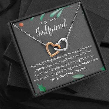litzzy To My Girlfriend - Litzzy Interlocking Hearts Necklace - Gift For Girlfriend From Boyfriend, Love Jewelry 14k White Gold Finish Standard Box 