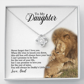 litzzy You Will Always Be Daddy's Little Girl, Litzzy To My Daughter Love Knot Necklace Jewelry 14K White Gold Finish Standard Box 