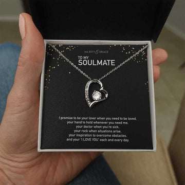 litzzy To My Soulmate - Necklace Gift For Her, Gift For Future Wife, Fiancee Necklace, Your Soulmate, Girlfriend Anniversary Gifts - You're My Person - Litzzy Forever Love Necklace Jewelry 14k White Gold Finish Standard Box 