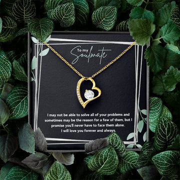 litzzy To My Soulmate - Litzzy Forever Love Necklace  - Meaningful Soulmate Necklace - Thoughtful Gift For Her, Soulmate Jewelry 18k Yellow Gold Finish Standard Box 