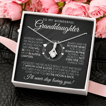 litzzy To My Granddaughter - My Wonderful Granddaughter - Litzzy Alluring Beauty Necklace - Necklace for Granddaughter from Grandparents Jewelry Two-Toned Box  