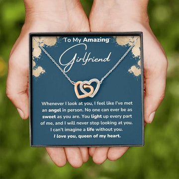 litzzy To My Girlfriend - Litzzy Interlocking Hearts Necklace - Girlfriend Birthday Gift, Anniversary Gift For Girlfriend From Boyfriend, Love Jewelry   