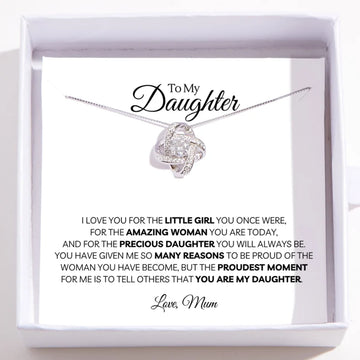 litzzy The Proudest Moment That You're My Daughter, Litzzy To My Daughter Love Knot Necklace Jewelry Standard Box  
