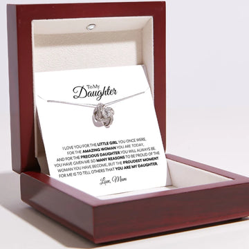 litzzy The Proudest Moment That You're My Daughter, Litzzy To My Daughter Love Knot Necklace Jewelry Luxury Box  