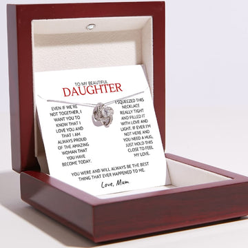litzzy You were and will always be the best thing, Litzzy To My Daughter Love Knot Necklace Jewelry Luxury Mahogany Box w/LED  