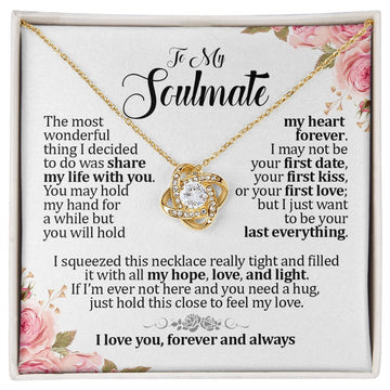 litzzy To My Soulmate - You Will Hold  My Heart Forever - Soulmate Gift, Soulmate Jewelry, Soulmate Anniversary Gift, Soulmate Necklace - Litzzy Love Knot Necklace Jewelry 18K Yellow Gold Finish Standard Box 