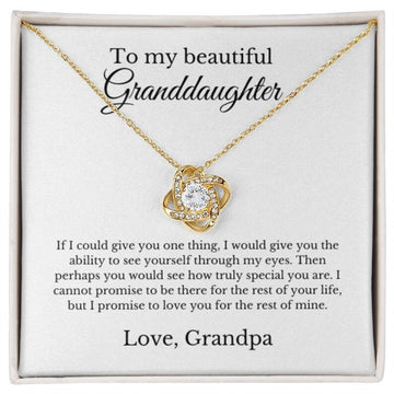 litzzy To My Granddaughter - Litzzy Love Knot Necklace - Necklace for Granddaughter from Grandpa Jewelry 18K Yellow Gold Finish Two Tone Box 