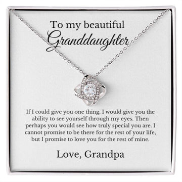 litzzy To My Granddaughter - Litzzy Love Knot Necklace - Necklace for Granddaughter from Grandpa Jewelry 14K White Gold Finish Two Tone Box 