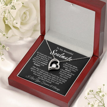 litzzy To My Beautiful Soulmate - You Are My Life, My Love And My Best Friend - Gift for Wife, Girlfriend, Soulmate - Litzzy Forever Love Necklace Jewelry 14k White Gold Finish Luxury Box w/ LED 