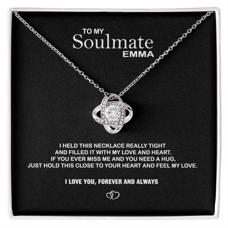 litzzy Litzzy Silver Love Knot Necklace To my soulmate, I Love You Forever and Always Girlfriend Anniversary Gift Jewelry   