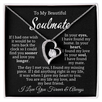 litzzy To My Beautiful Soulmate - You Are My Life, My Love And My Best Friend - Gift for Wife, Girlfriend, Soulmate - Litzzy Forever Love Necklace Jewelry   