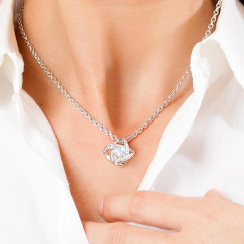 litzzy Litzzy Silver Love Knot Necklace To my soulmate, I Love You Forever and Always Girlfriend Anniversary Gift Jewelry   