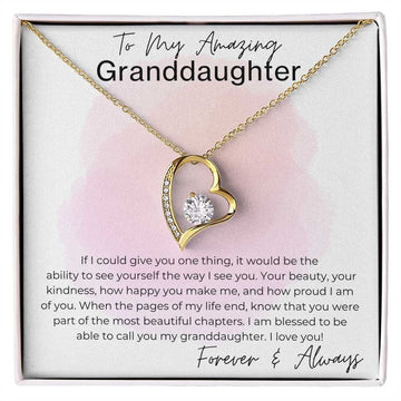 litzzy To My Granddaughter - You are Beautiful and Kind - Litzzy Forever Love Necklace - Necklace for Granddaughter from Grandparents Jewelry 18K Yellow Gold Finish Standard Box 