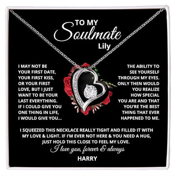 litzzy PERSONALIZED To My Soulmate Necklace - Gift For Wife, Girlfriend, Anniversary Necklace, Soulmate Gift, Valentine's Gift - Litzzy Forever Love Necklace Jewelry   